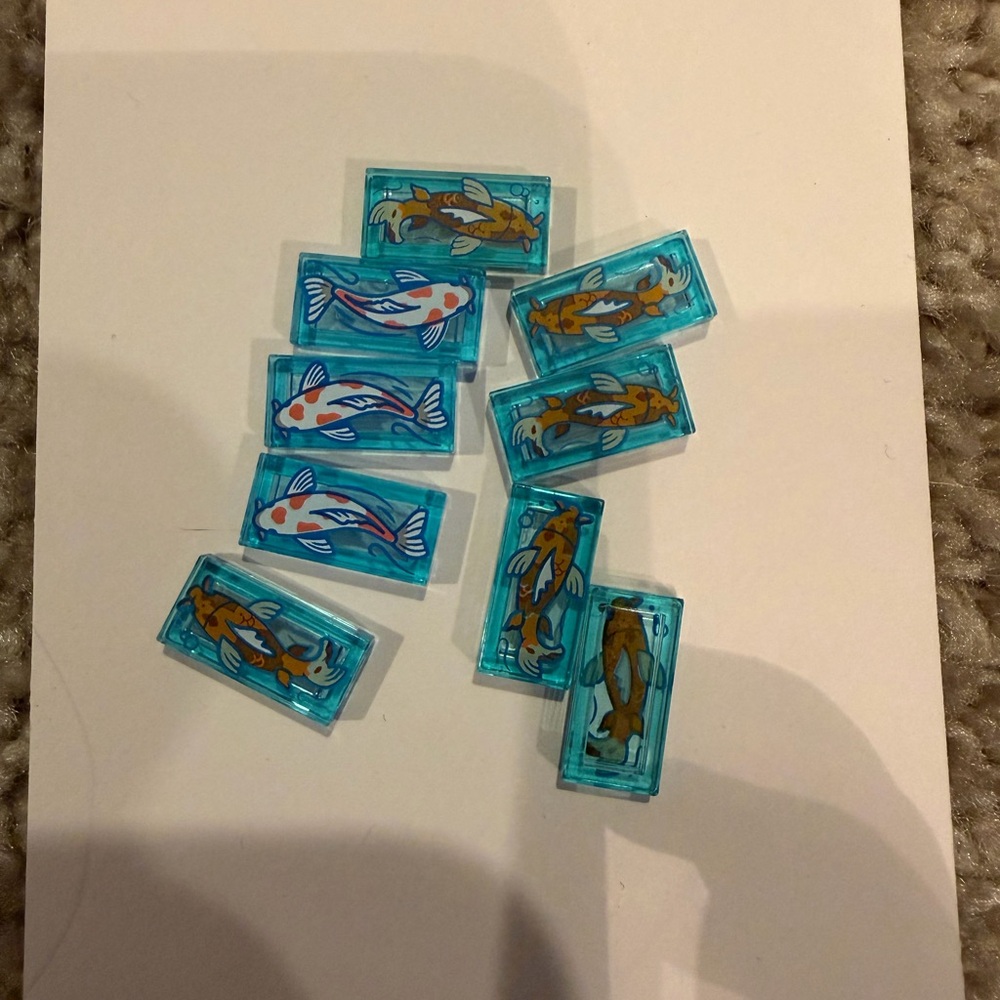 Blue Koi Aquarium Decorative Tiles - Pack of 9